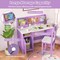 Purple Kids Desk with Chair for Study and Play Cabinet and Storage Shelves Cork Board and Marker